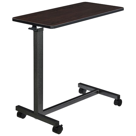 Global Industrial Mobile Overbed Table with H-Base, Walnut Laminate Tabletop 436910